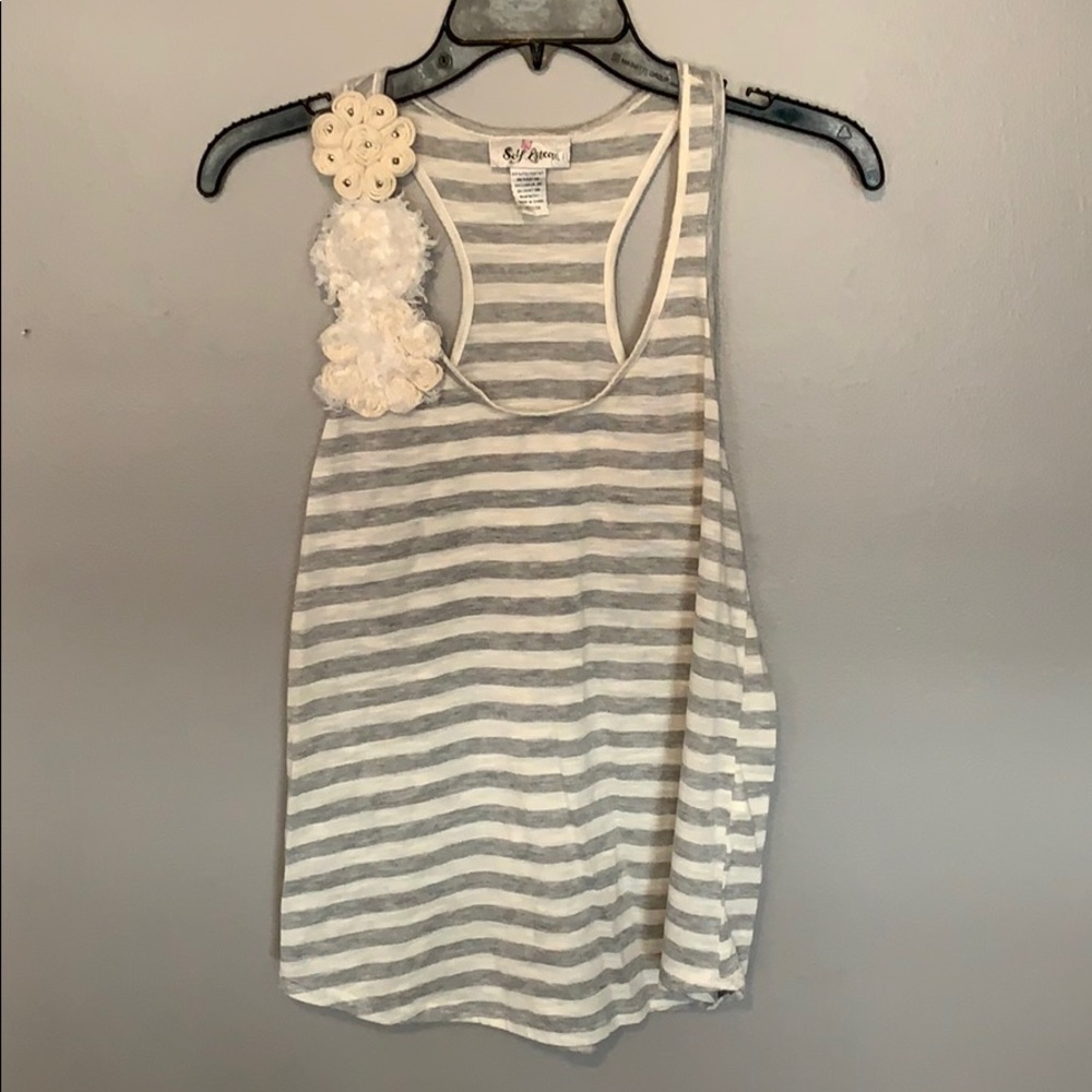 Grey and off white tank top